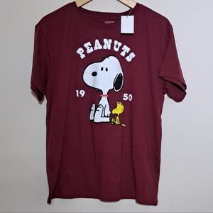 Peanuts Maroon Snoopy and Woodstock Kids Tee